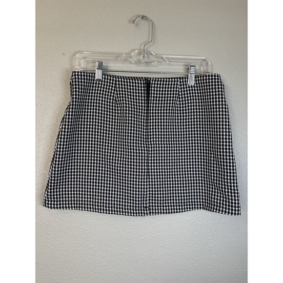 Y2K Vintage Houndstooth Black And White Mini Skirt M Collection Size 7 Buttons - Picture 6 of 10